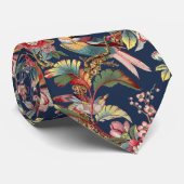 Cravate Motif Art Nouveau vintage de perroquets tropicaux (Roulé)