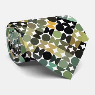 Cravate Motif artistique de cercles beige taupe vert olive