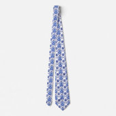Cravate Motif artistique floral bleu Delft hollandais clas (Dos)