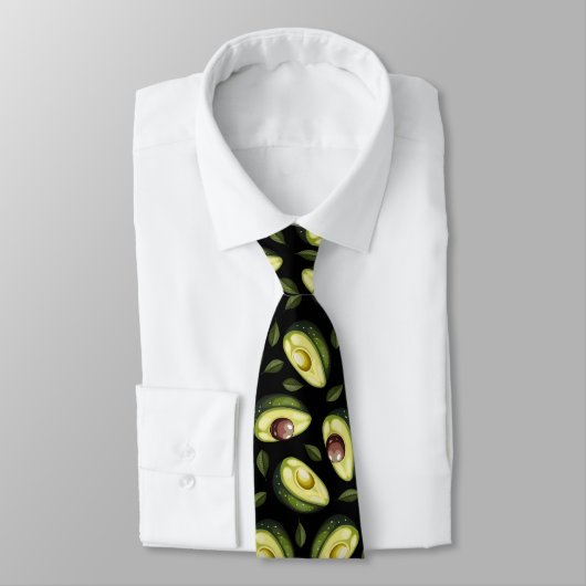Cravate Motif Avocado vert et noir (Attaché)