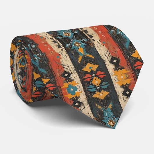 Cravate motif Aztec cool carrelé (Roulé)
