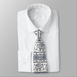 Cravate Motif aztèque tribal ethnique d'éléphant