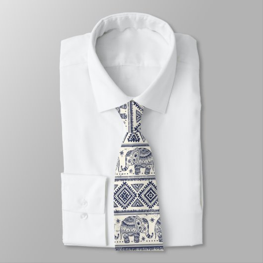 Cravate Motif aztèque tribal ethnique d'éléphant (Attaché)