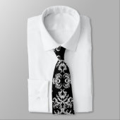 Cravate Motif baroque noir et blanc (Attaché)