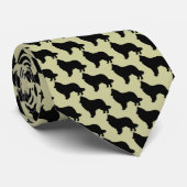 Cravate Motif belge Sheepdog Silhouettes Amoureux des chie (Roulé)