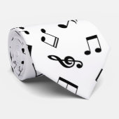 Cravate Motif Black and White Music Notes (Roulé)