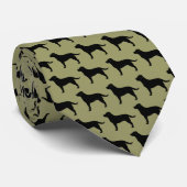 Cravate Motif Black Labrador Retriever Chien Silhouettes (Roulé)