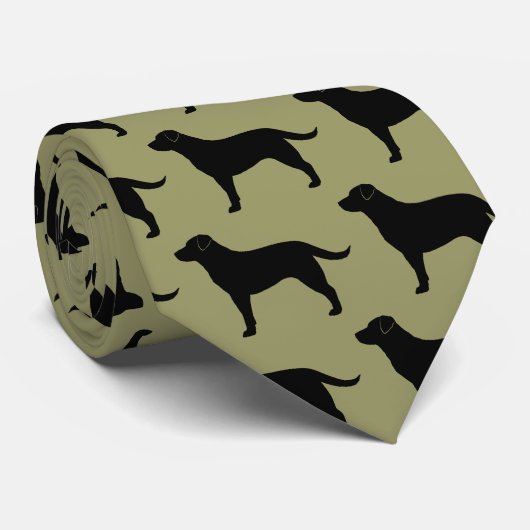Cravate Motif Black Labrador Retriever Chien Silhouettes (Roulé)