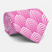 Cravate motif blanc art déco rose (Roulé)