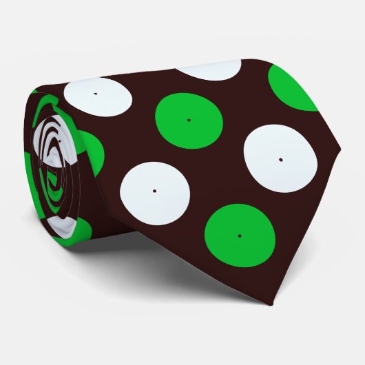 Cravate Motif blanc et vert circulaire sans fil (Roulé)