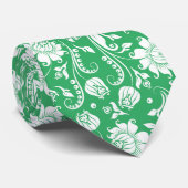 Cravate Motif blanc et vert Floral Damaches (Roulé)
