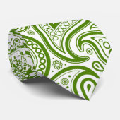Cravate Motif blanc et vert Vintage Paisley (Roulé)