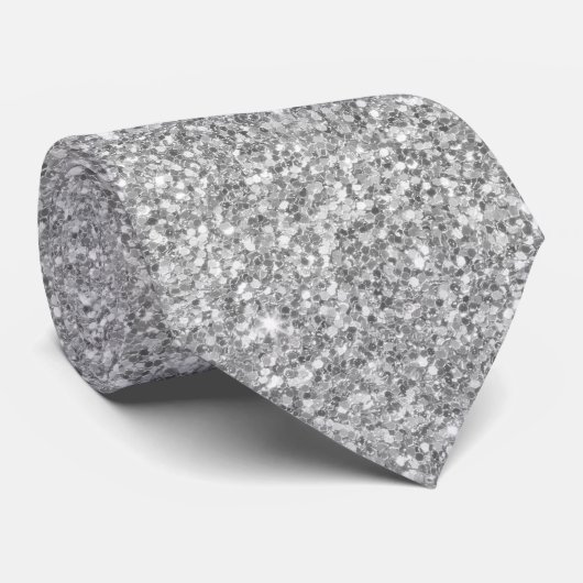 Cravate Motif Blanc Gris Et Étincelant (Roulé)