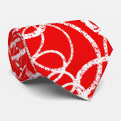 Cravate Motif blanc moderne en rouge (Roulé)