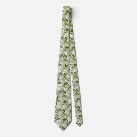 Cravate Motif blanc vert classique (Devant)