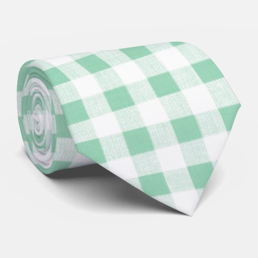 Cravate Motif blanc vert en bon état de guingan (Roulé)