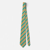 Cravate Motif blanc vert orange rayé (Devant)