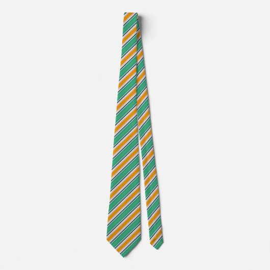Cravate Motif blanc vert orange rayé (Devant)