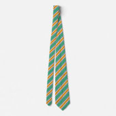 Cravate Motif blanc vert orange rayé (Dos)