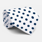 Cravate Motif blanche et bleu marine Polka-point s (Roulé)