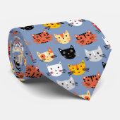 Cravate Motif bleu de chats Kitty mignons multiples (Roulé)