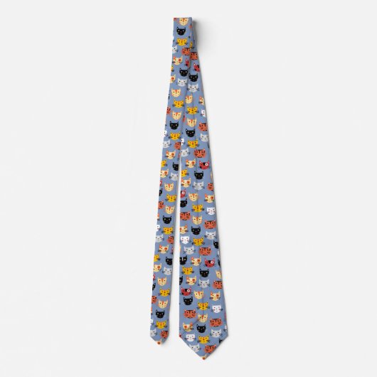Cravate Motif bleu de chats Kitty mignons multiples (Dos)