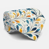 Cravate Motif bleu et or Paisley Leaf (2) (Roulé)