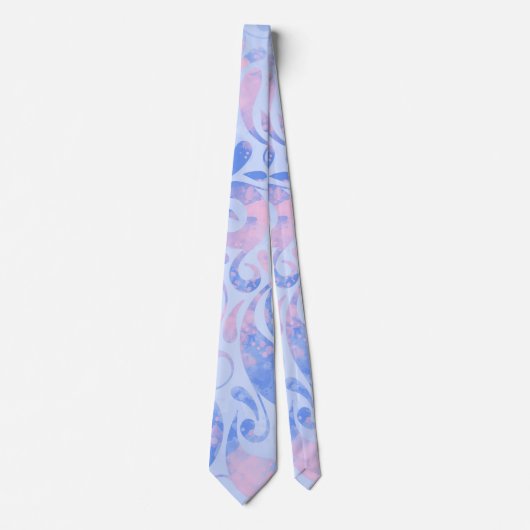 Cravate Motif bleu et rose en pastel doux de remous (Devant)