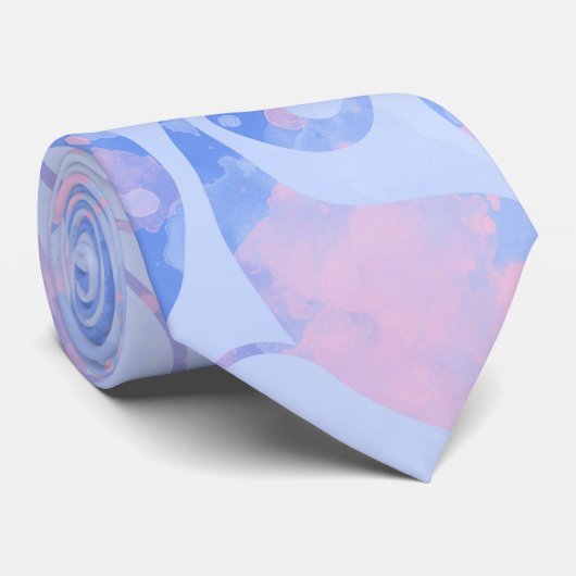 Cravate Motif bleu et rose en pastel doux de remous (Roulé)