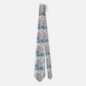 Cravate Motif bleu et rose sur blanc doux (Devant)