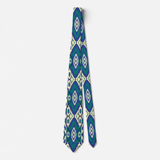 Cravate motif bleu et vert avec un arrière - plan blanc (Devant)