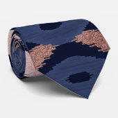 Cravate Motif Bleu Ikat de la Marine Rose de Bohême (Roulé)