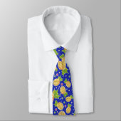 Cravate Motif bleu jaune en pastel d'ananas (Attaché)