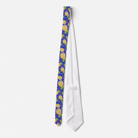 Cravate Motif bleu jaune en pastel d'ananas (Dos)