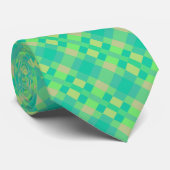 Cravate Motif bleu jaune rétro (Roulé)
