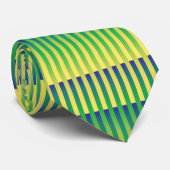 Cravate Motif bleu jaune vert rayé (Roulé)