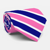 Cravate Motif bleu marine et rose chaud rayures obliques (Roulé)