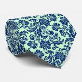 Cravate Motif bleu marine et vert menthe (Roulé)