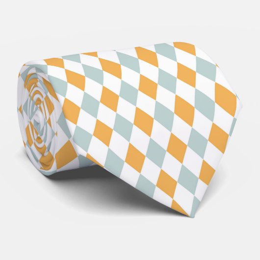 Cravate Motif bleu orange et pastel (Roulé)