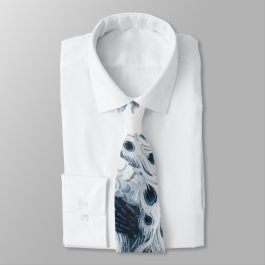 Cravate Motif bleu Peacock (Attaché)