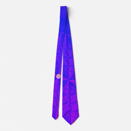 Cravate Motif bleu pourpre satiné avec monogramme (Dos)