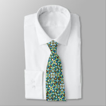 Motif bleu, Turquoise, vert et chocolat