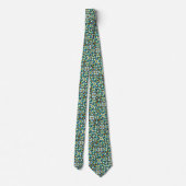 Cravate Motif bleu, Turquoise, vert et chocolat (Dos)