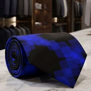 Cravate Motif bleu véritable au carré superposé sur fond n