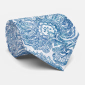 Cravate Motif Blue Boho Paisley (Roulé)