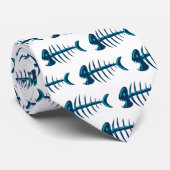 Cravate Motif Blue Fish Bones (Roulé)