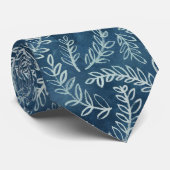 Cravate Motif Blue Indigo Feuille Twigs (Roulé)