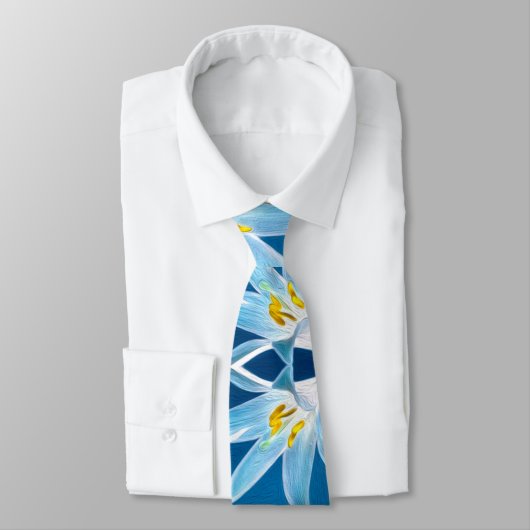 Cravate Motif Blue Lily (Attaché)