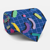 Cravate Motif Blue Memphis (Roulé)