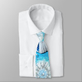 Cravate Motif Blue Ocean Seashells (Attaché)
